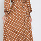 Aakaa - Polka Dot Long Sleeve Wrap Maxi Dress