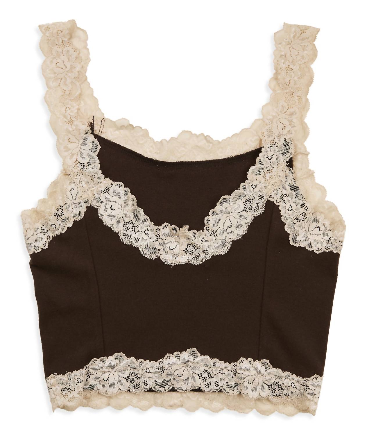 8Apart - Junior Women's Fitch Floral Lace Strap Crop Cami