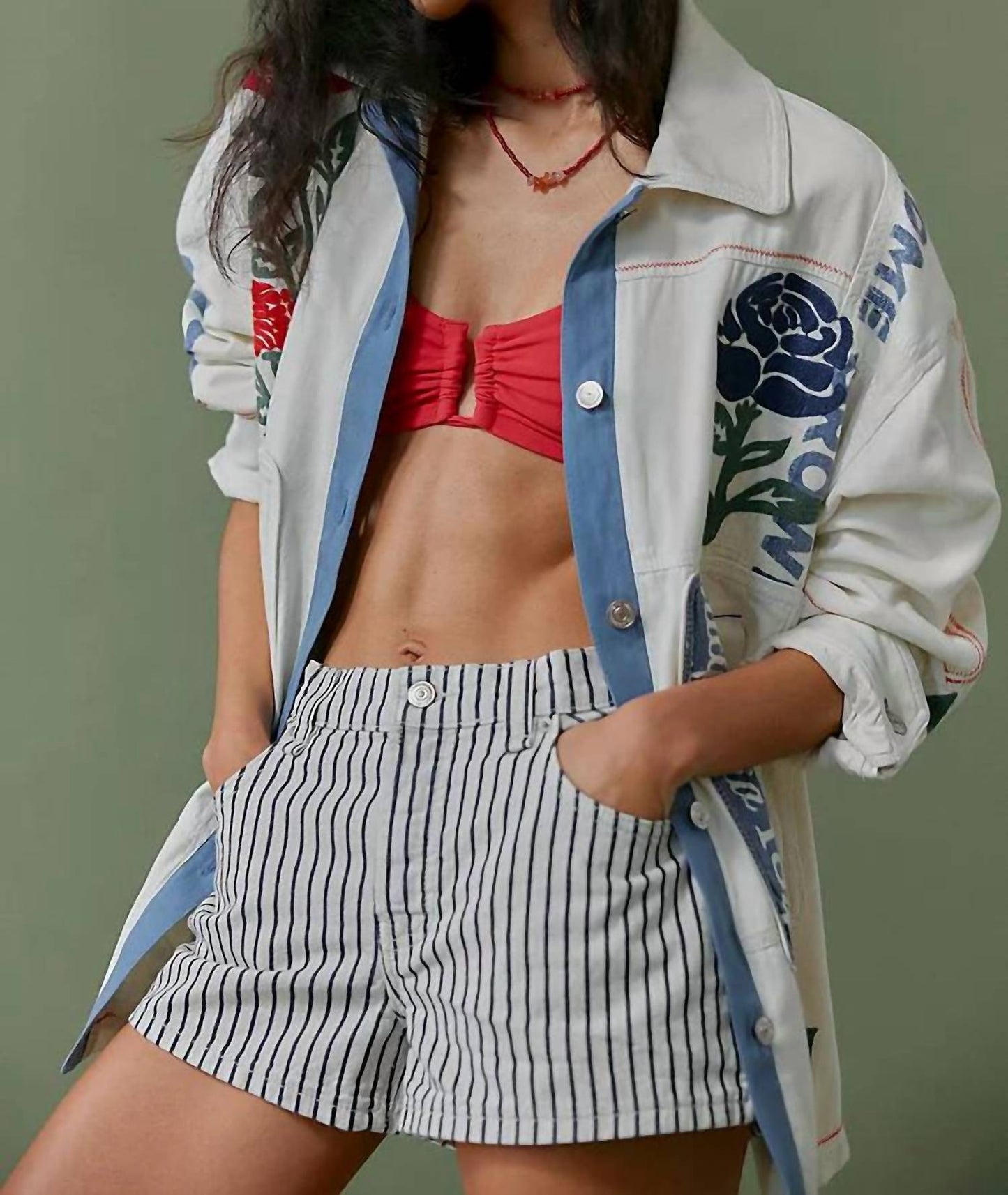 Free People - Stripe Denim Shorts