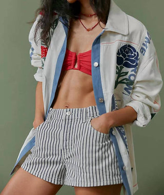 Free People - Shorts jeans listrados