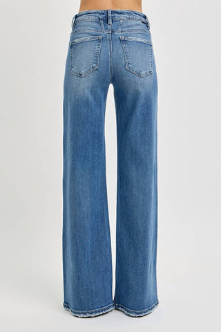 Risen - Tummy Control High Rise Wide Leg Jeans Medium Wash