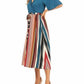 Chris & Carol - V-neck Striped Midi Dress - Plus