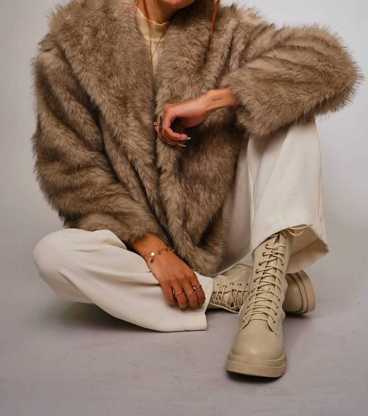 Blue B - Women's Two Tone Faux Fur Jacket