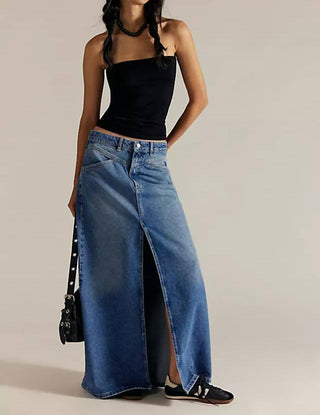 Free People - Come As You Are Denim Maxi Skirt