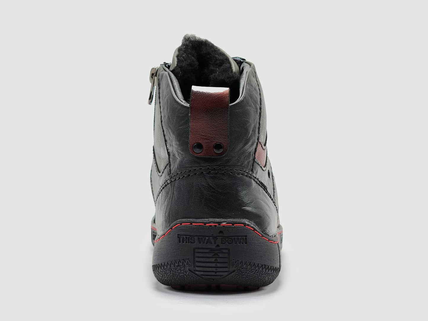 Kcr Group - Men's Comfort Thick Wool-Lined Zip-Up Leather Boots