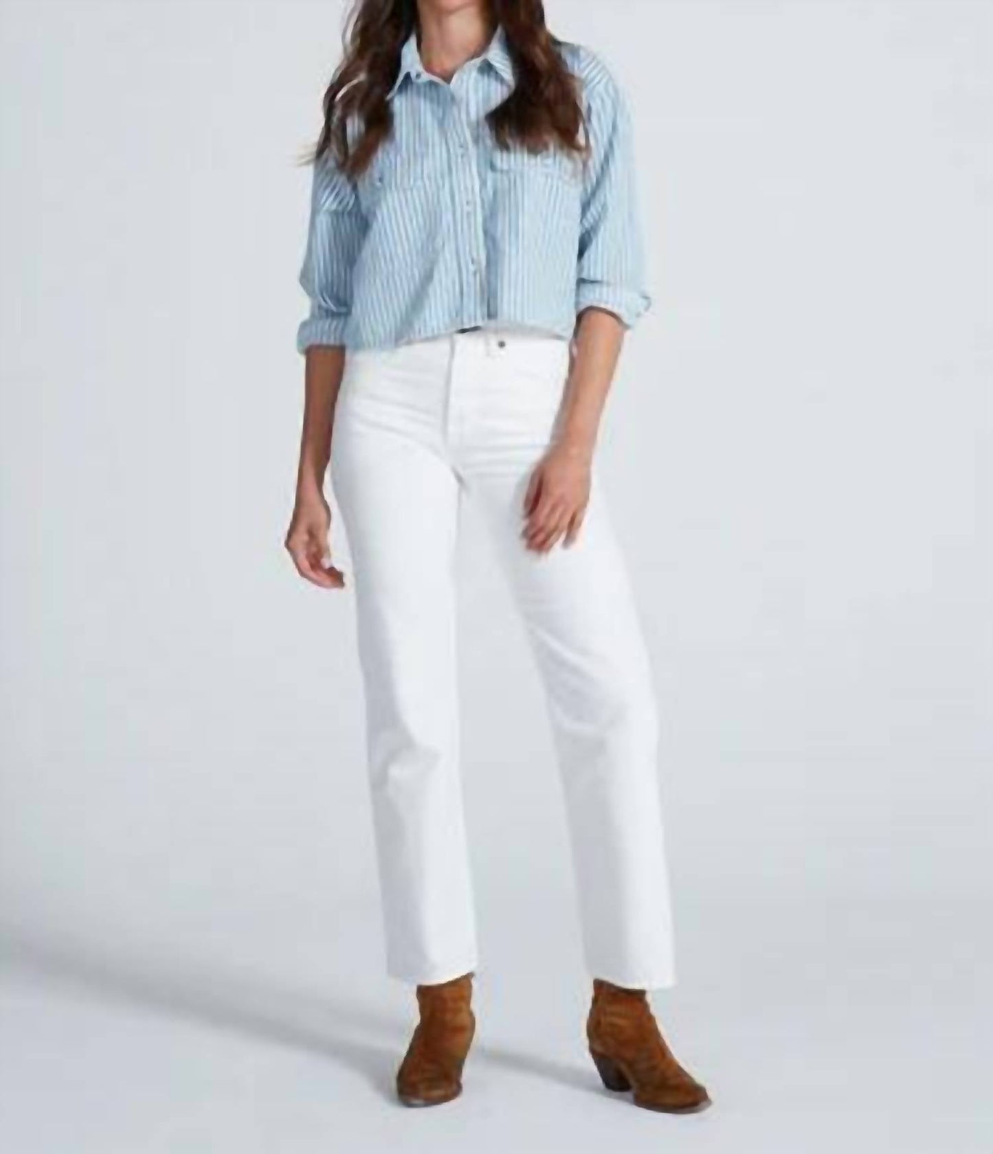 Askk Ny - Stripe Cropped Nantucket Shirt