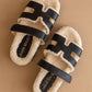 Oasis Society - Women's Alpine Faux Shearling Sandals