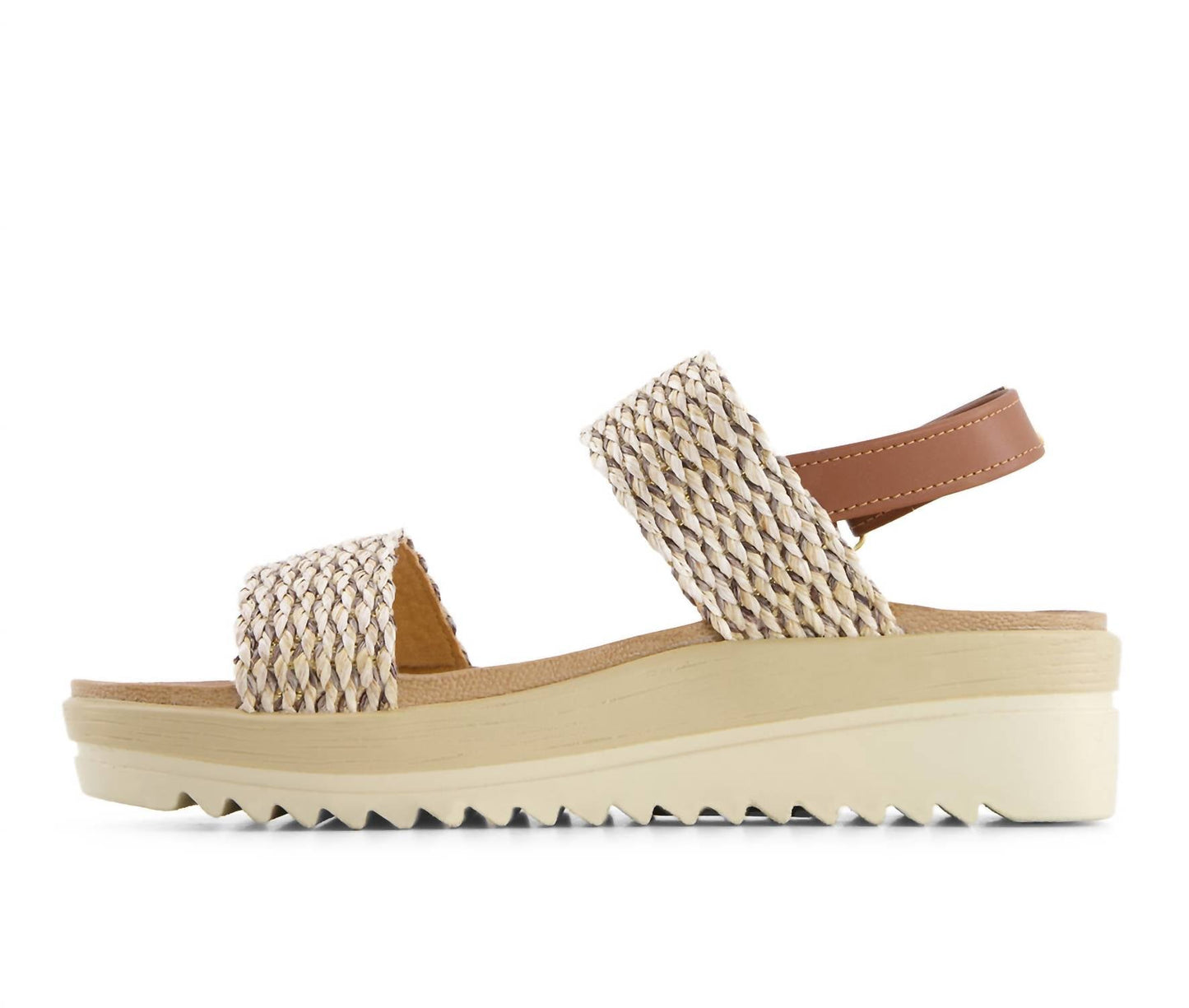 Andrea - Women's Flat Sandals With Hook And Loop Sling And Serrated Sole