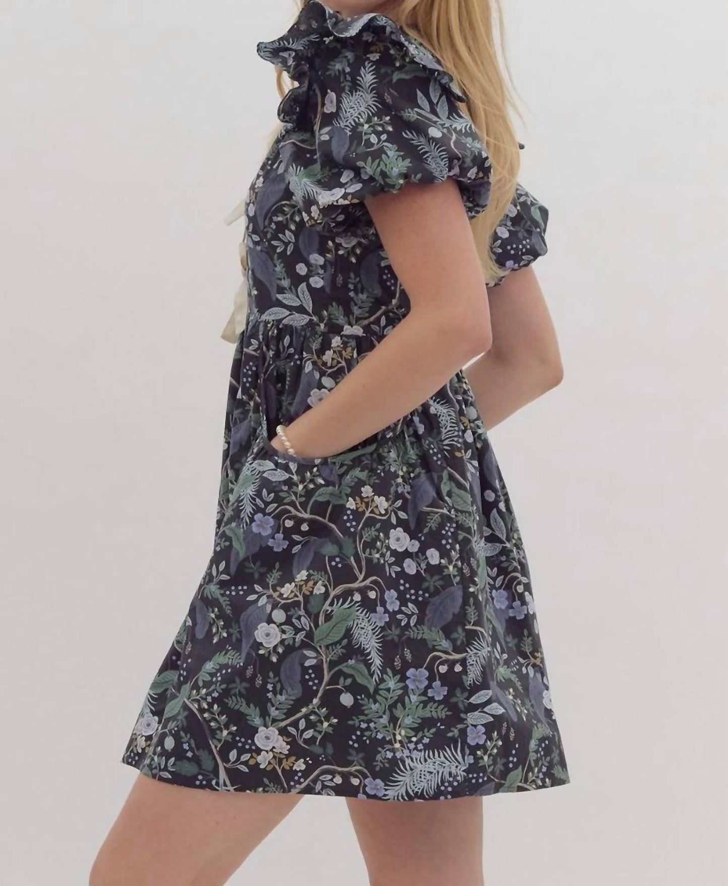 Entro - Floral Puff Sleeve Short Dress