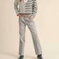 Miou Muse - V-Neck Contrast Striped Top