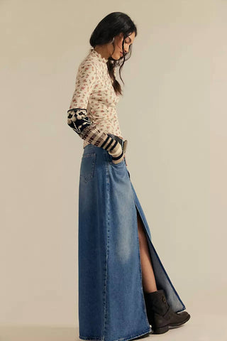Free People - Come As You Are Denim Maxi Skirt