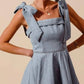 Trendsi - So Me A Line Fit And Flare Diamond Bow Ribbon Denim Dres