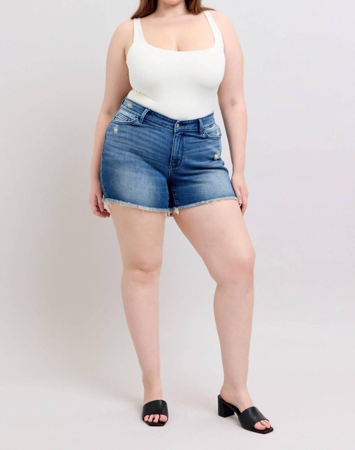 Judy Blue - High Waist V Front W/ Shield Pockets Denim Short