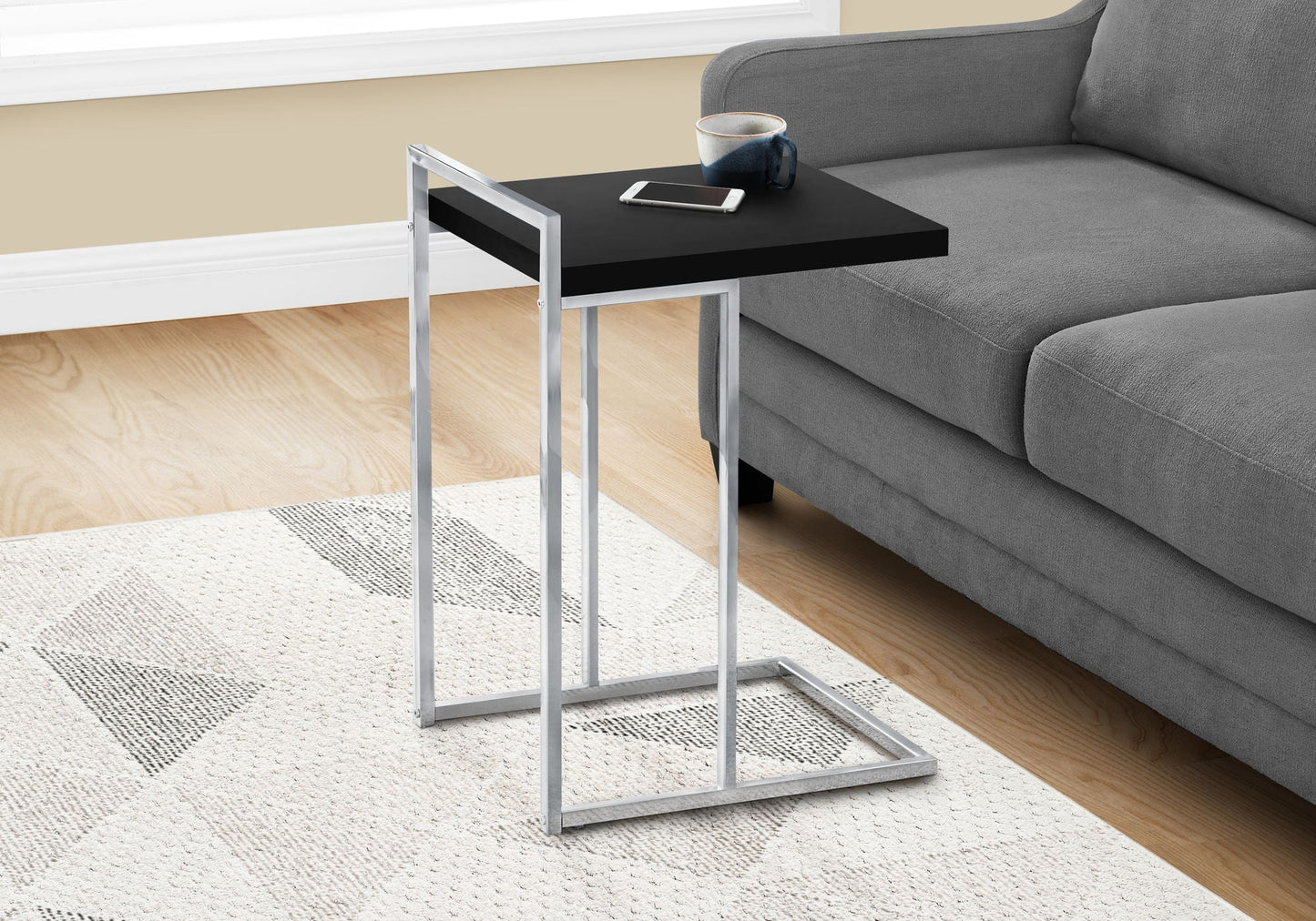 Accent Table, C-Shaped, Contemporary & Modern