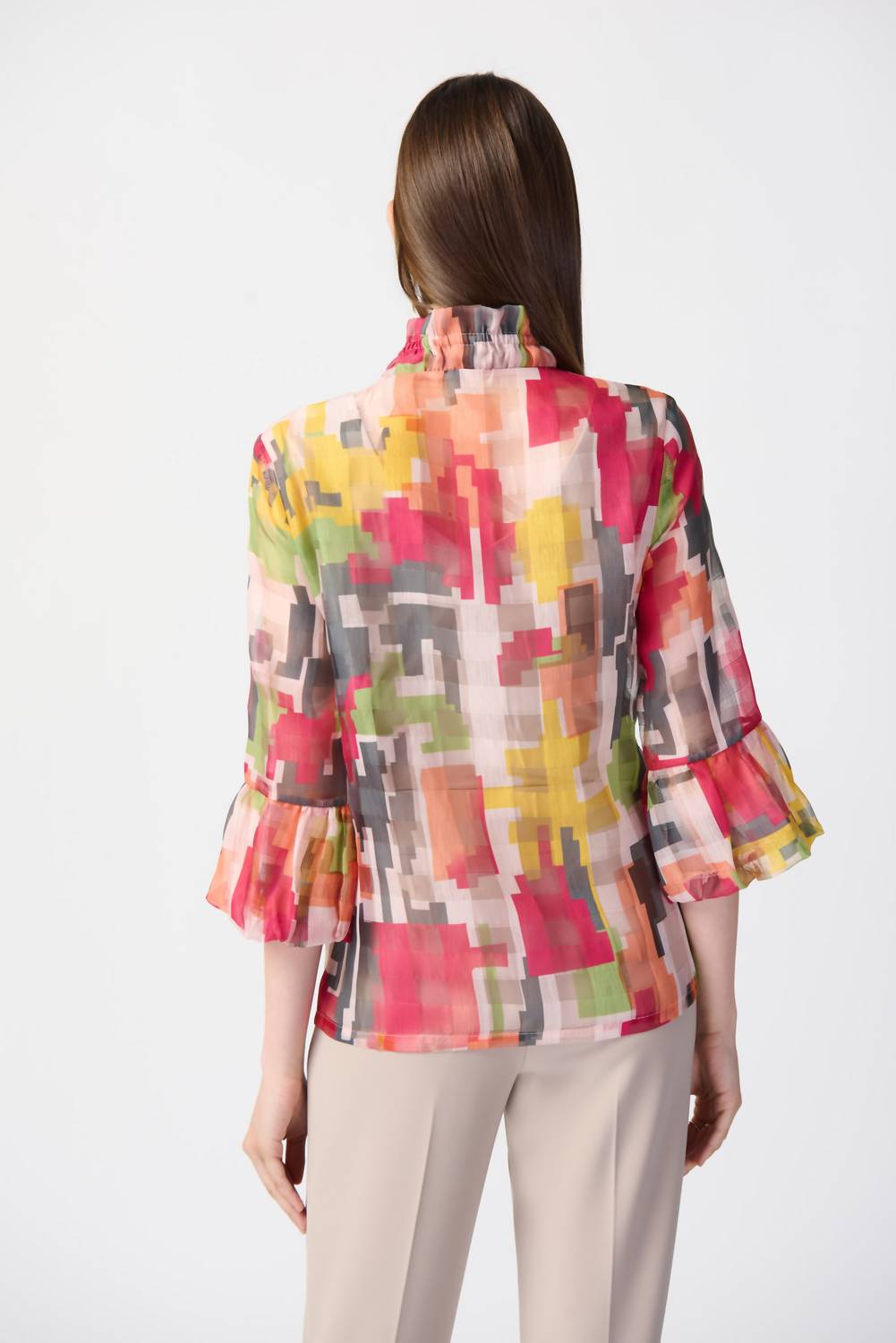 Joseph Ribkoff - Geo Print Ruffled Jacket