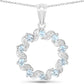 1.10 Carat Genuine Aquamarine and White Topaz .925 Sterling Silver Pendant