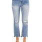 Risen - High Rise Distressed Straight Leg Jeans