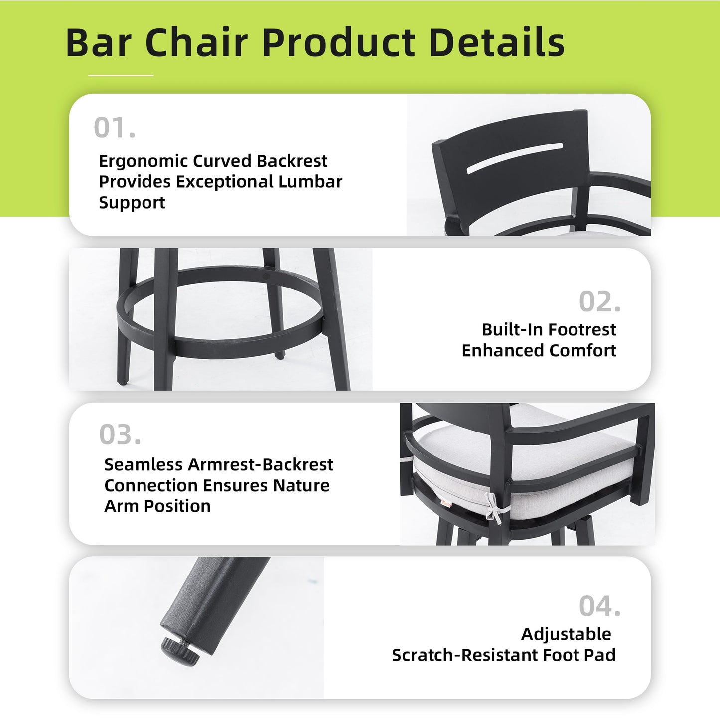 Modern Outdoor Swivel Bar Chairs Set of 2