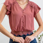 Blu Pepper - Scallop Lace Trim Back Tie Short Sleeve Crop Top