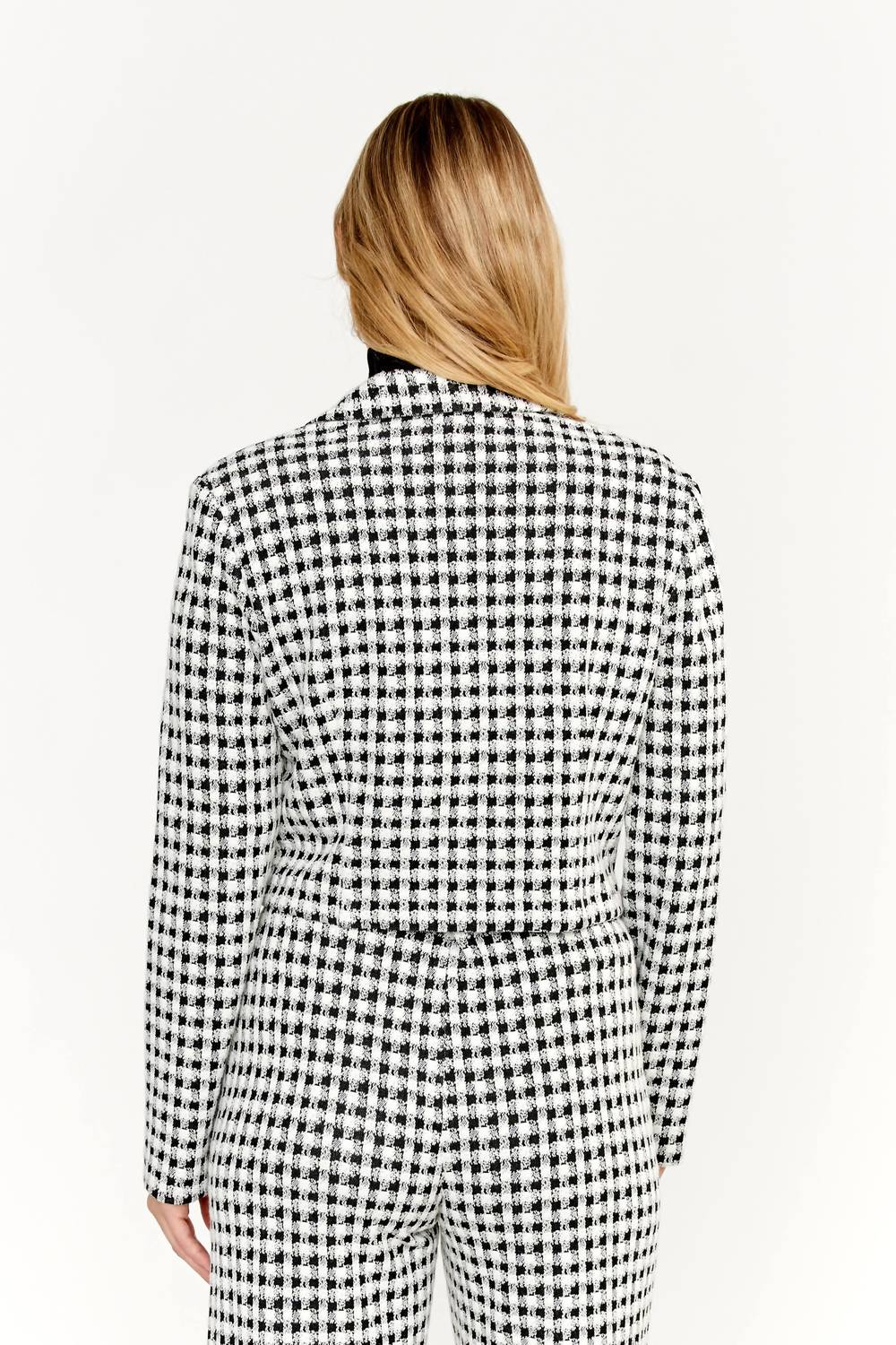 Frank Lyman - Cropped Houndstooth Knit Jacket