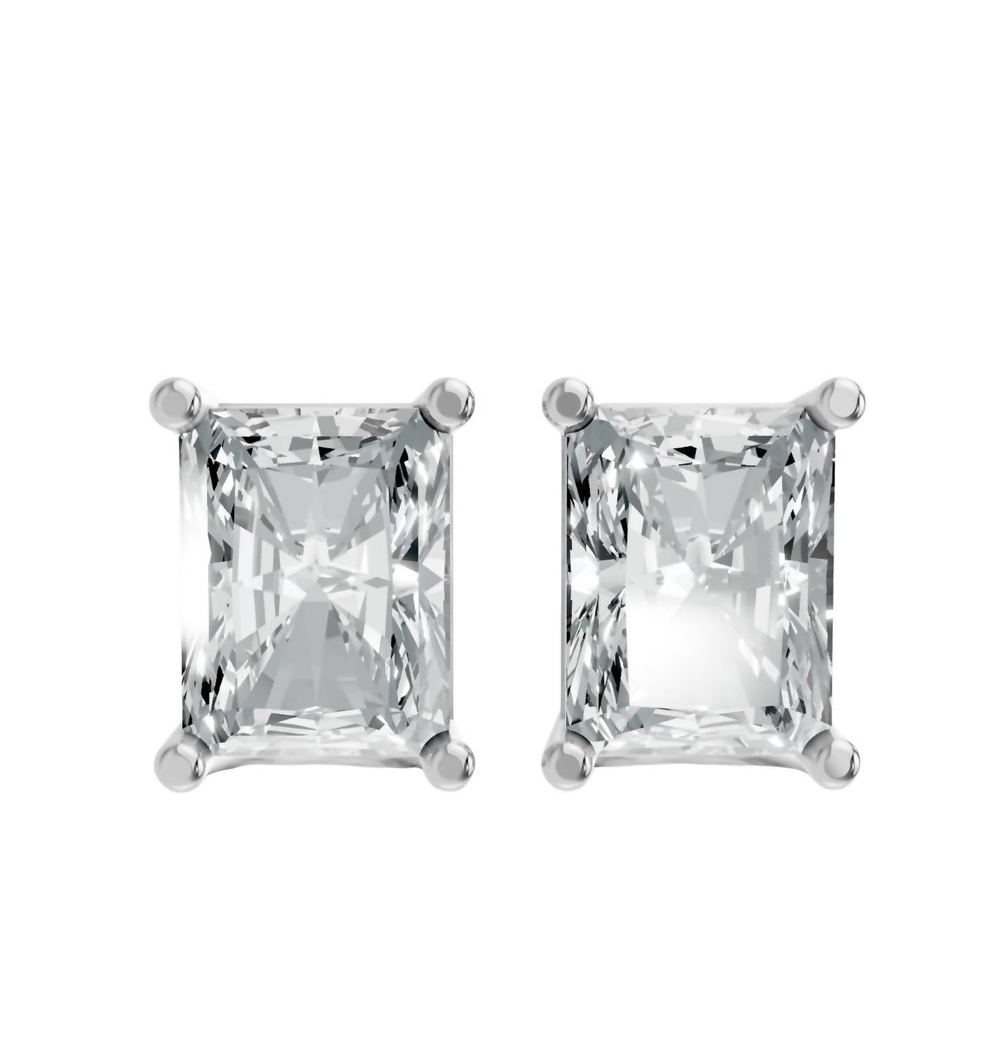 Aamiaa - Women's Radiant Shape 4 Prong Push Back Studs