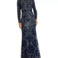 Mac Duggal - Long Sleeve Illusion Neck Sequin Beaded Gown