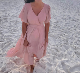 Bluivy - Flowy Wrap Tiered Maxi Dress