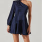 Astr - Satin Skater Scarf One Shoulder Dress