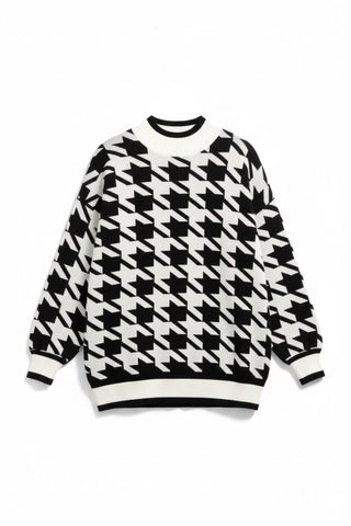 Blu Pepper - Mockneck Houndstooth Sweater Dress