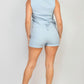A.C.G. Los Angeles - Dressy Pleated Highwaist Shorts & 4 Botton Vest Set