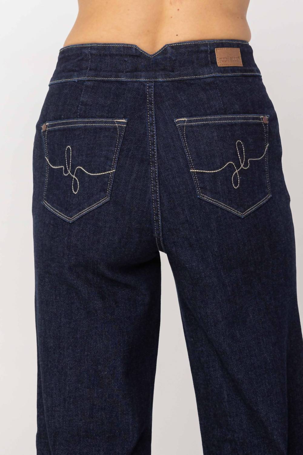 Judy Blue - High Waist Rinse Geometric Wide Leg Jean