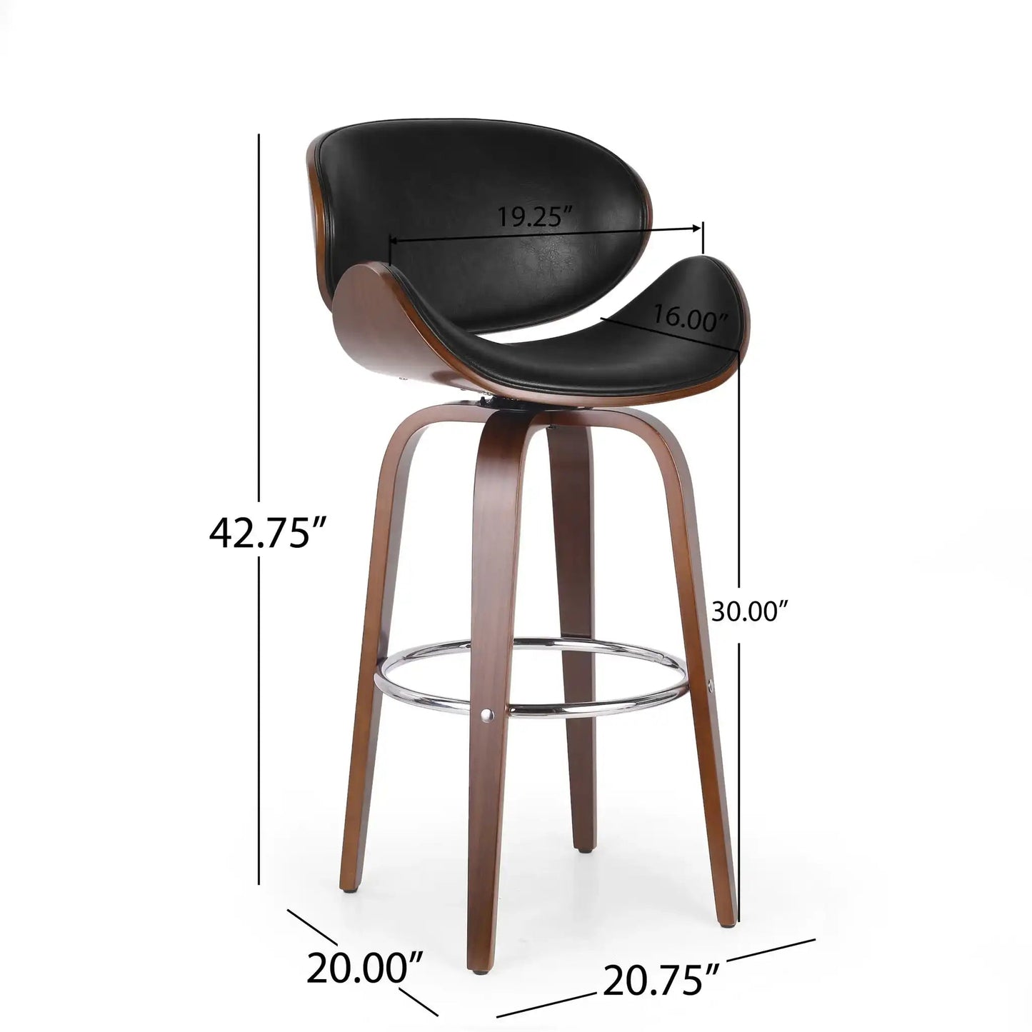 Lumos Mid Century Modern Upholstered Swivel Barstool
