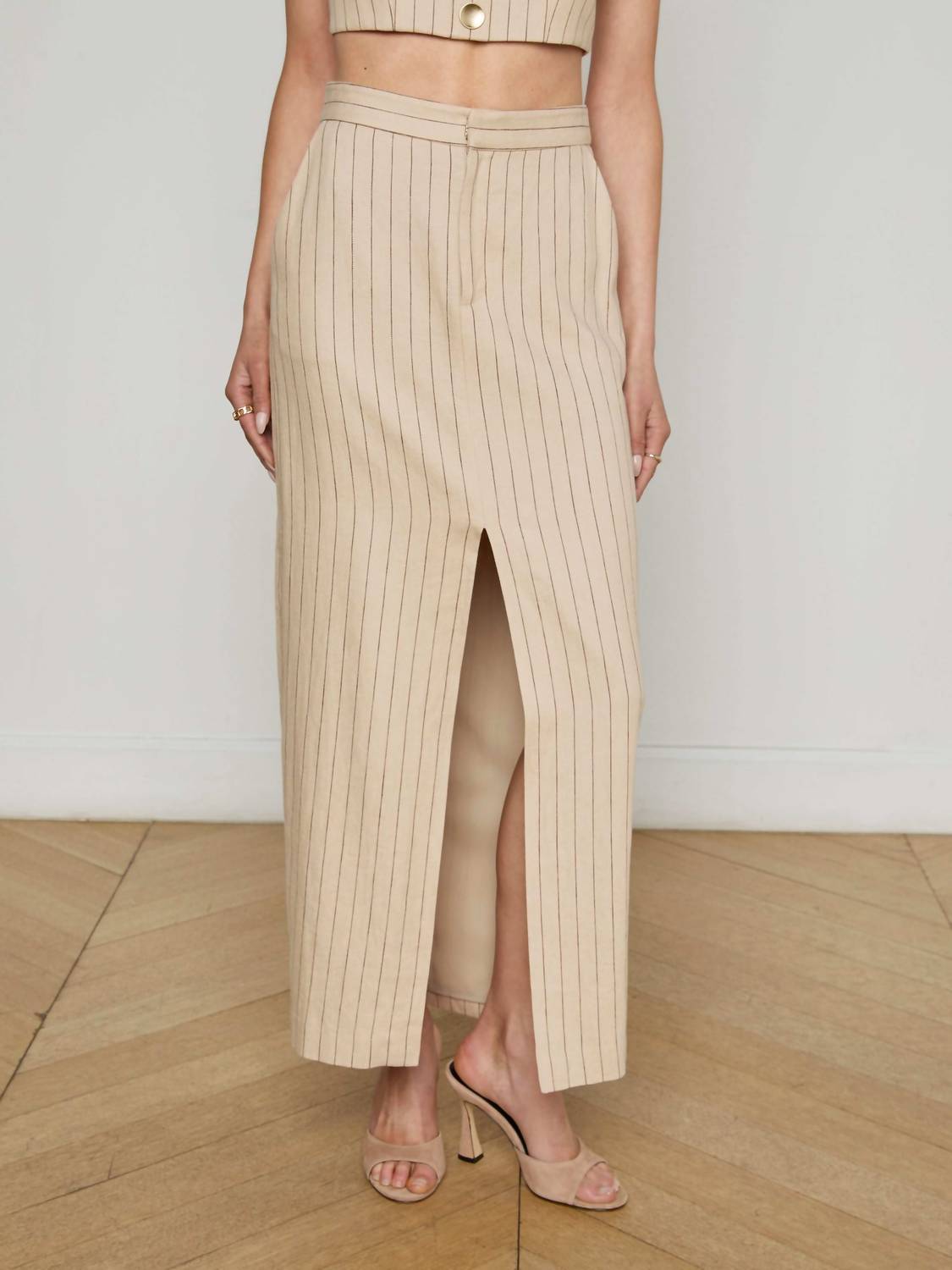 L'Agence - Maceline Pinstriped Maxi Skirt