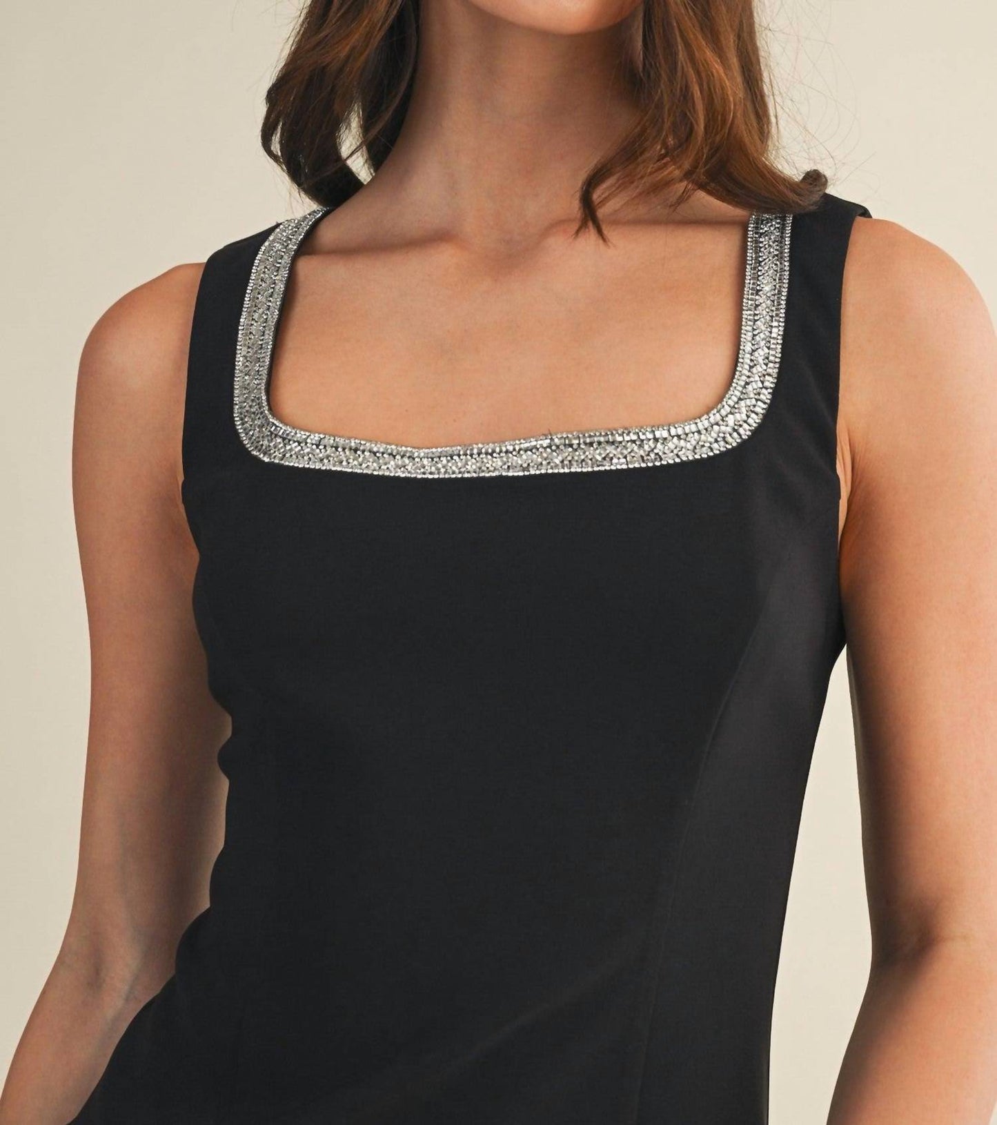 61 Jane - Women's Square Neck Rhinestone Dress
