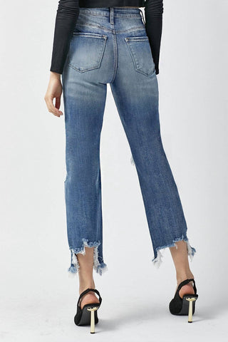 Risen - Calça Jeans Crop Reta de Cintura Alta