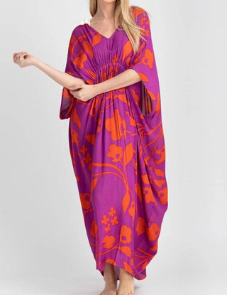 Saachi - Vestido Kaftan Floral Ousado