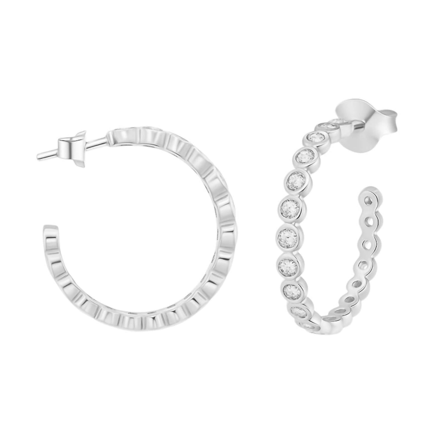 Allyanna Gifts - Women's Moissanite Bubble Nickel Sized Open Hoop Earrings