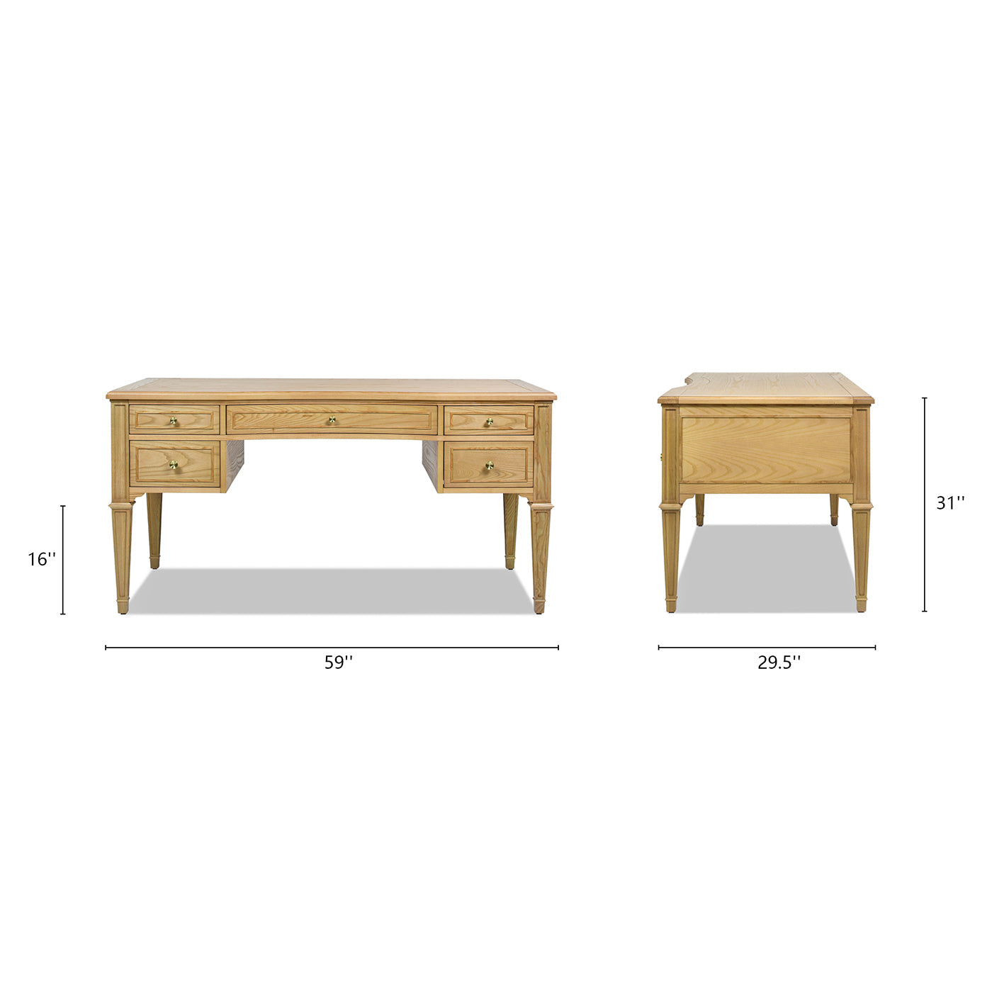 Dauphin Gold Accent 5-Drawer Wood Executive Desk
