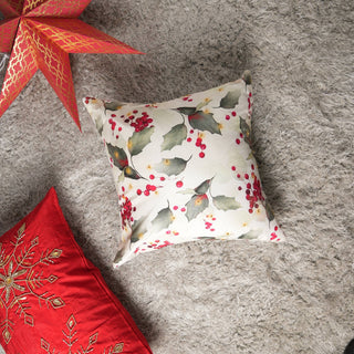 Multi-Color Cotton Christmas Cushion with Polyester Fill – 18x18"