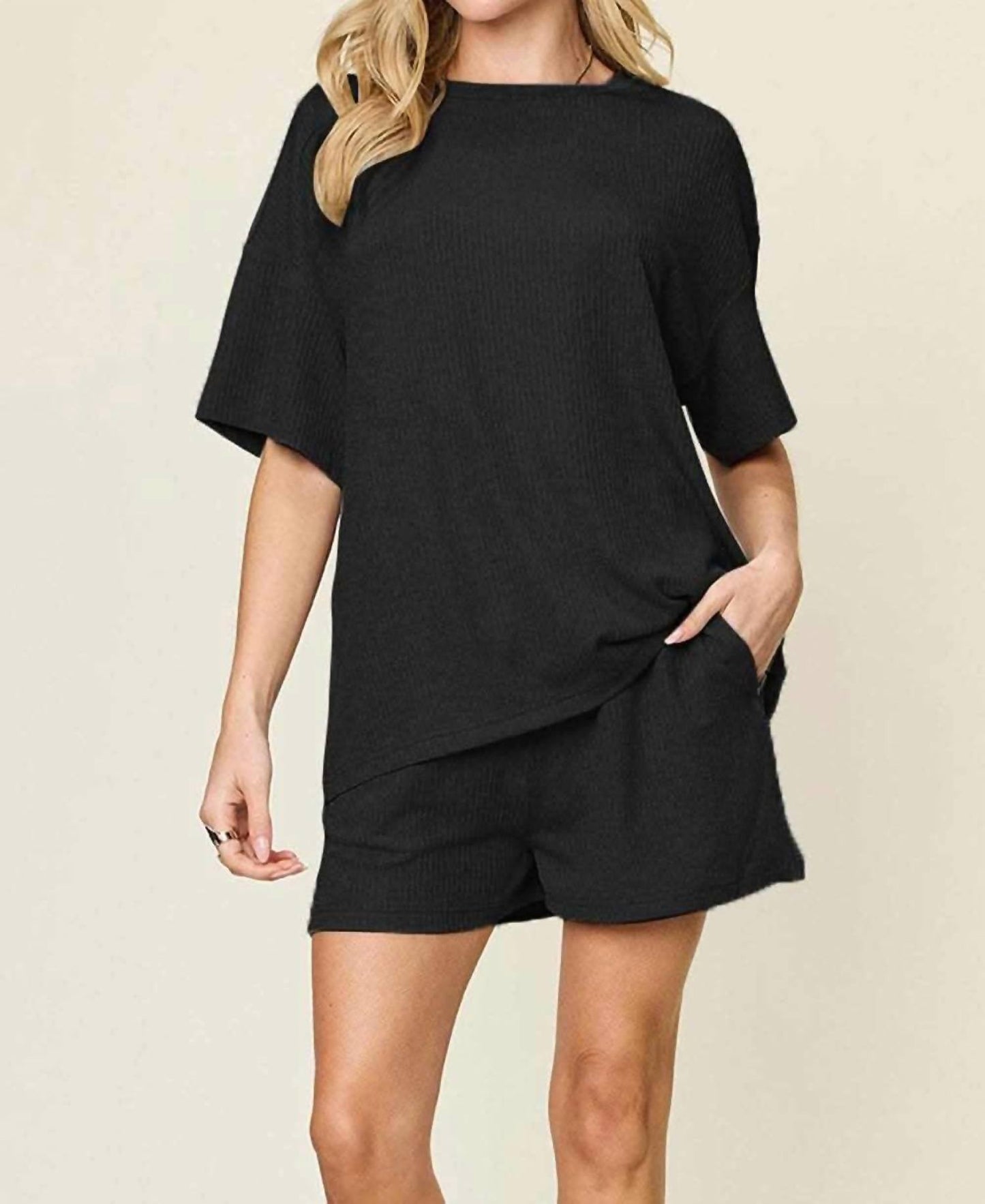 Double Take - Cozy Comfy Fit T-shirt & Shorts Set