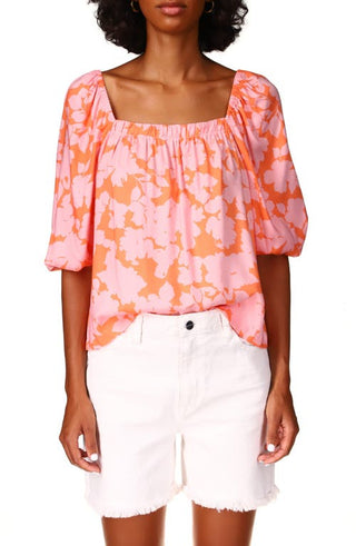 Sanctuary Floral Square Neck Top - Melon