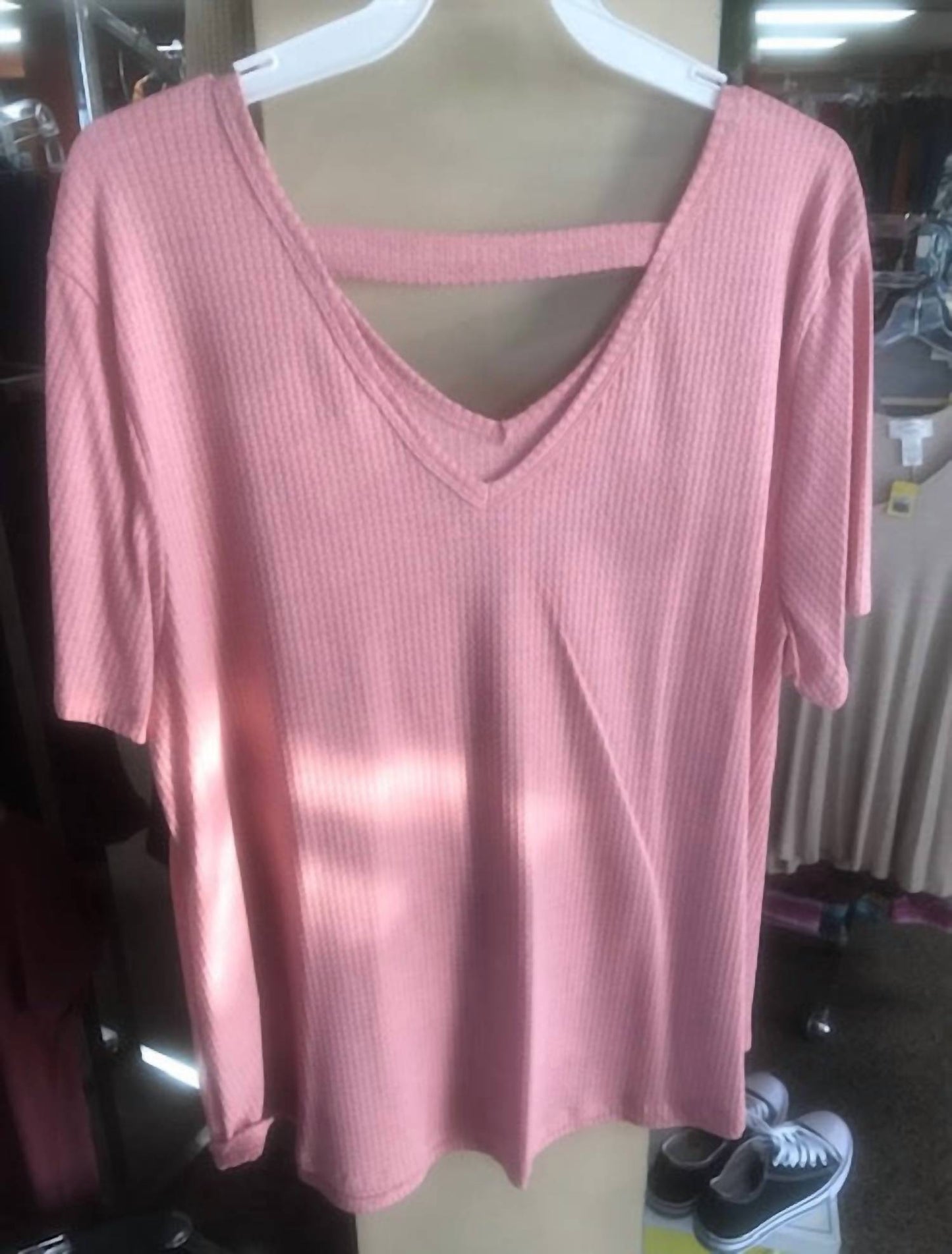 Blank - Women's Rhinestone Embellishments Short Sleeve Shirt - Plus