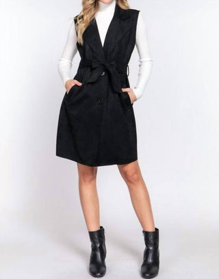 Active Basic - Belted Faux Suede Vest Dress