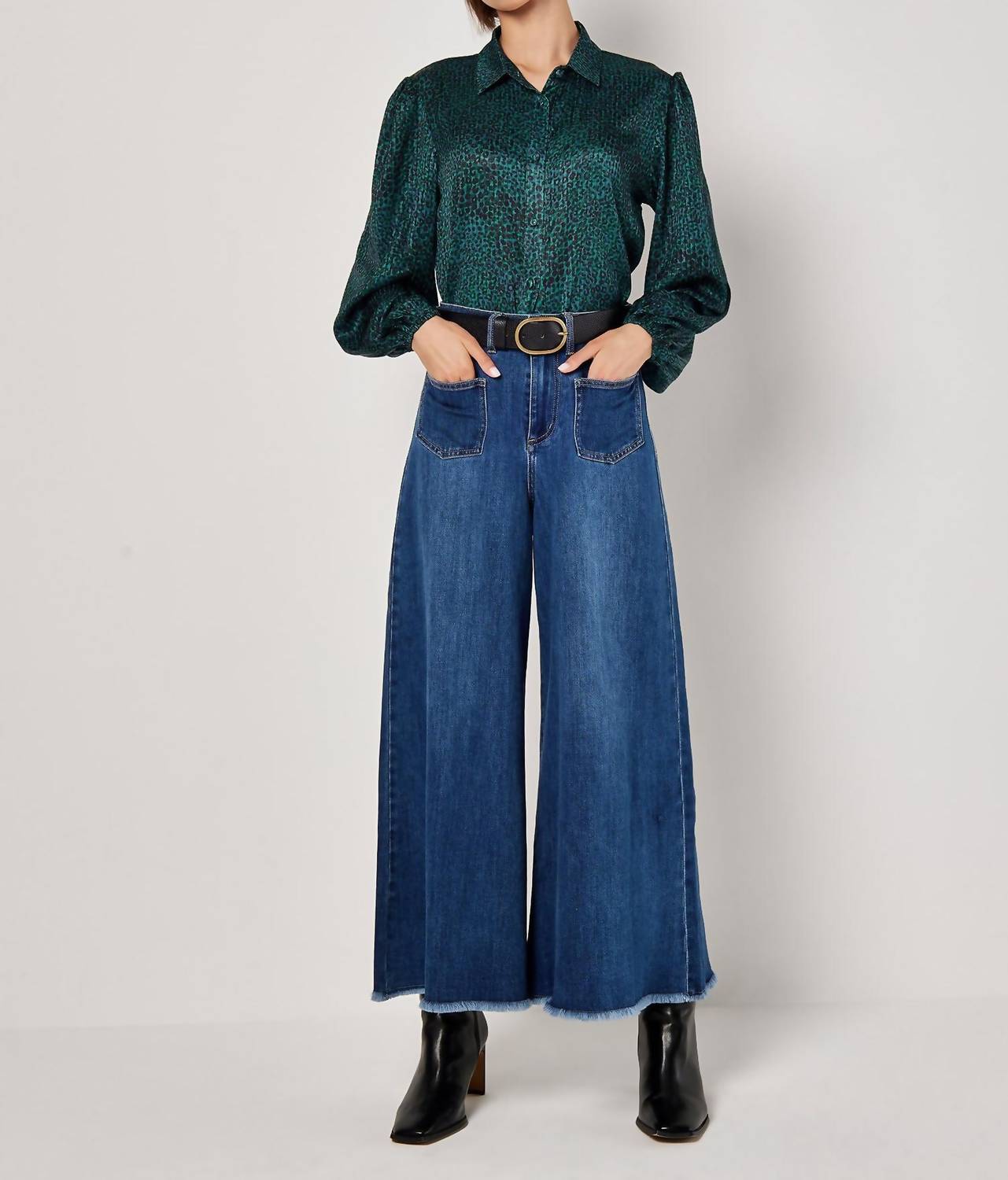 Apricot - Animal Print Self Stripe Satin Shirt