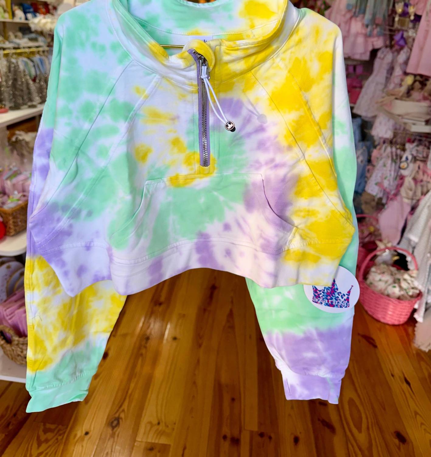 Azarhia - Girls Mardi Gras Tie Dye Cropped Tee