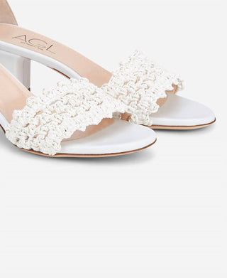 Agl - Women's Crochet Leather Block Heel Sandals