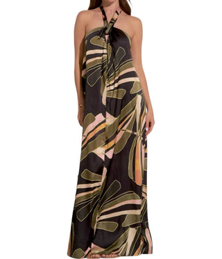 Elan - Vestido longo com estampa abstrata