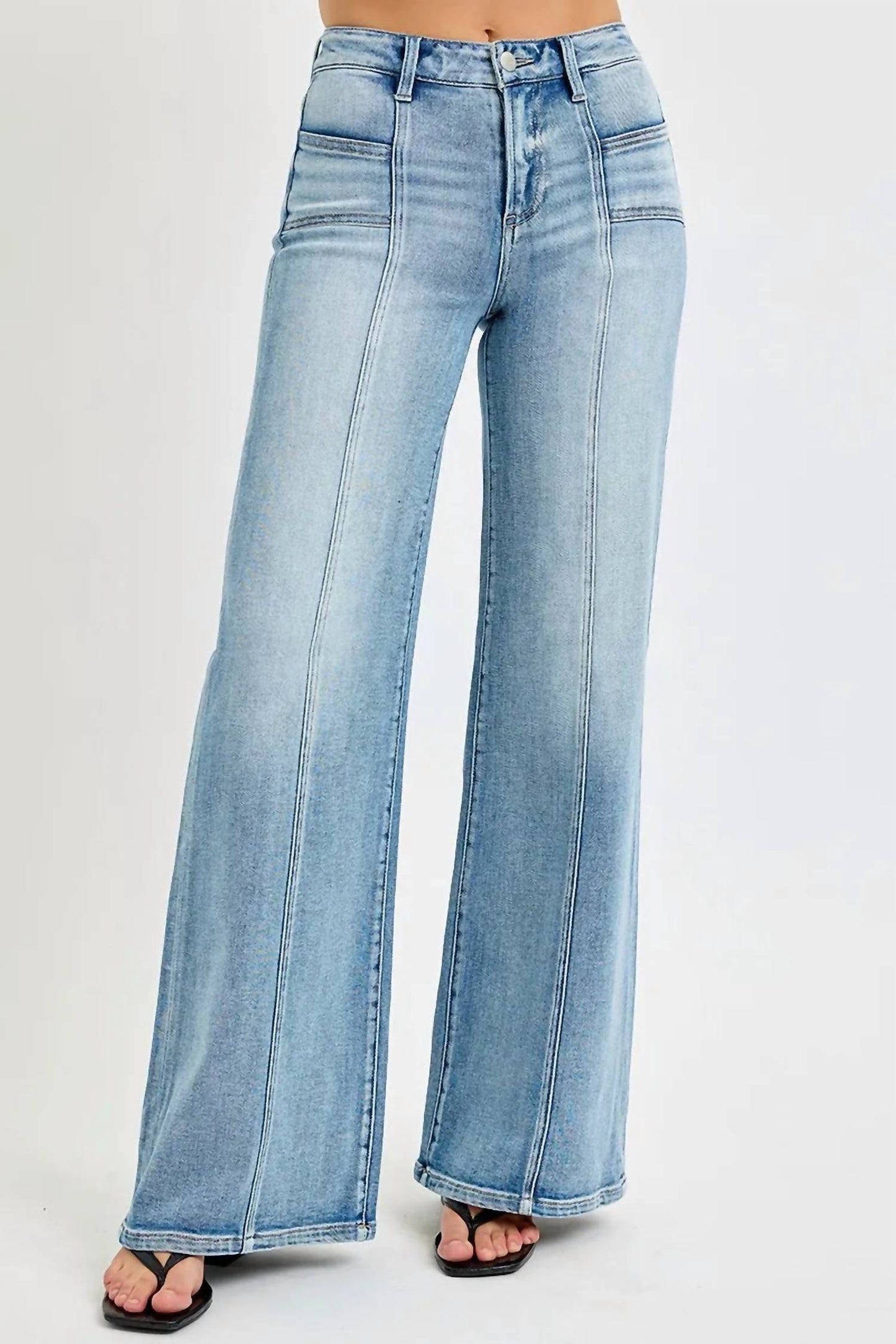 Trendsi - Risen Full Size Mid Rise Wide Jeans With Front Patch Pocket Plus Size