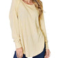 Basic Bae - Chic Ribbed Round Neck Slit Tee