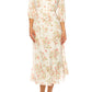 52Seven - Three Quarter Sleeve Floral Midi Dress